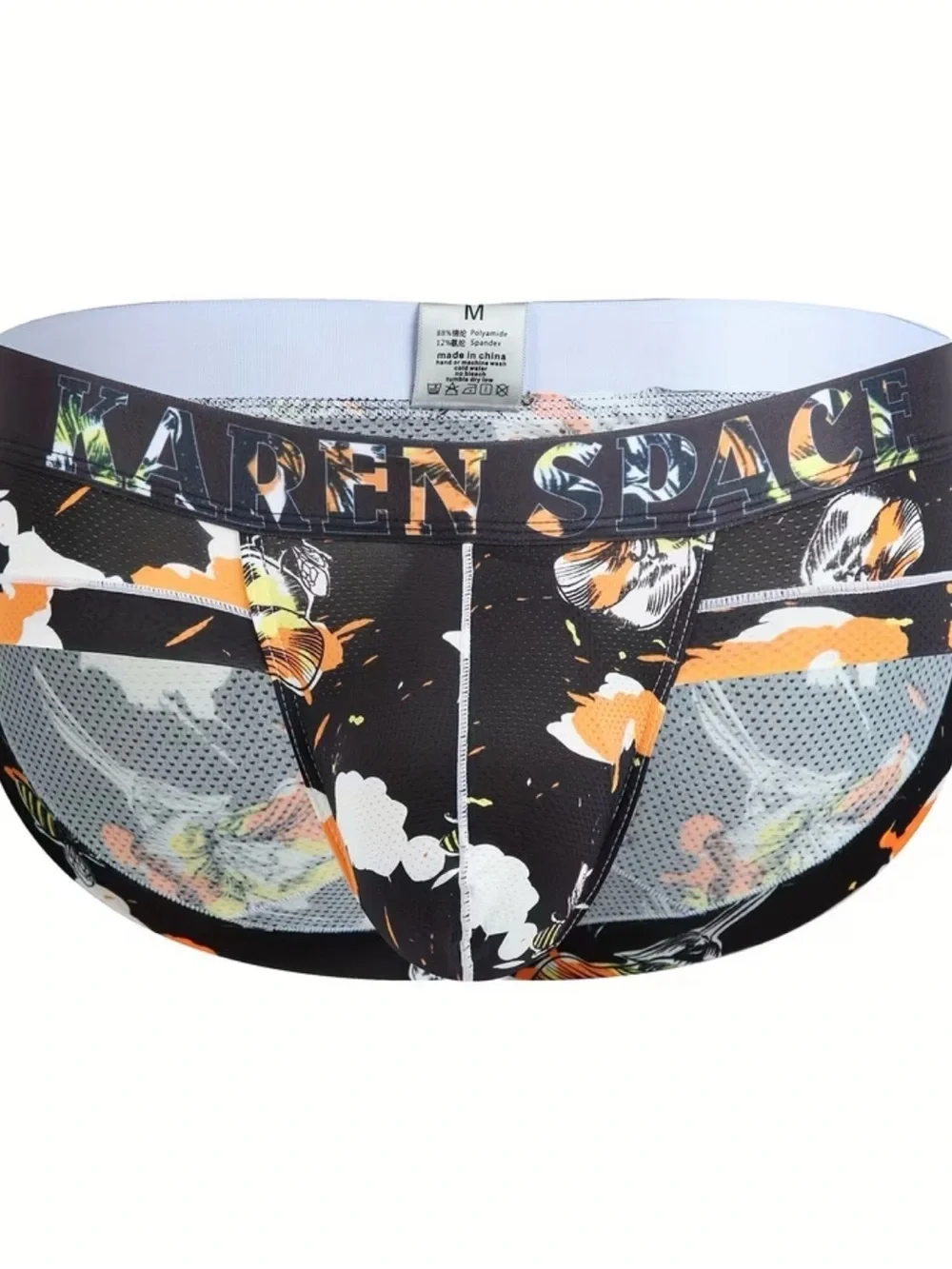 Men's Black Floral Briefs - Stretch Supportive Underwear